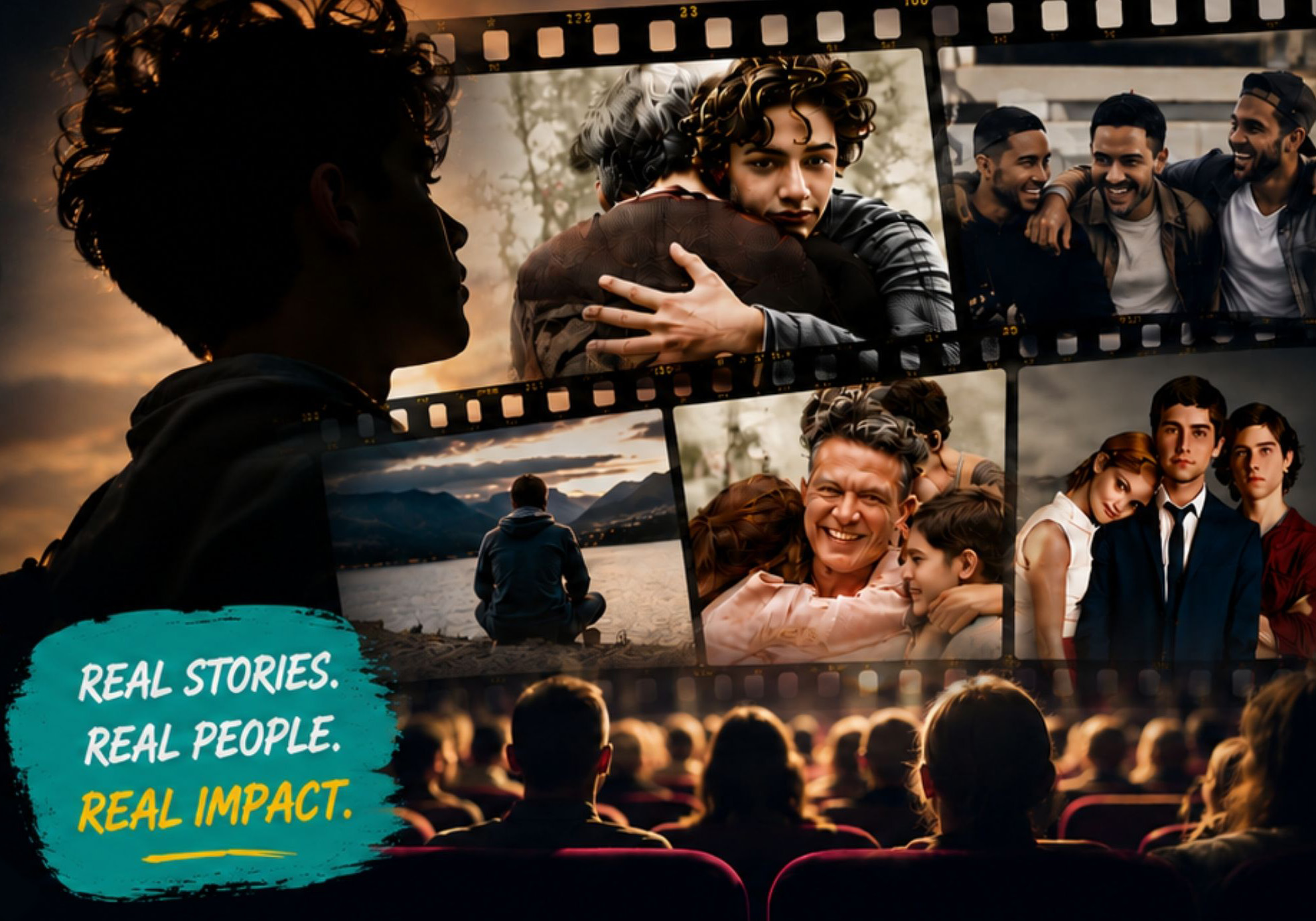 Film scenes and an audience. Real stories. Real people. Real impact.